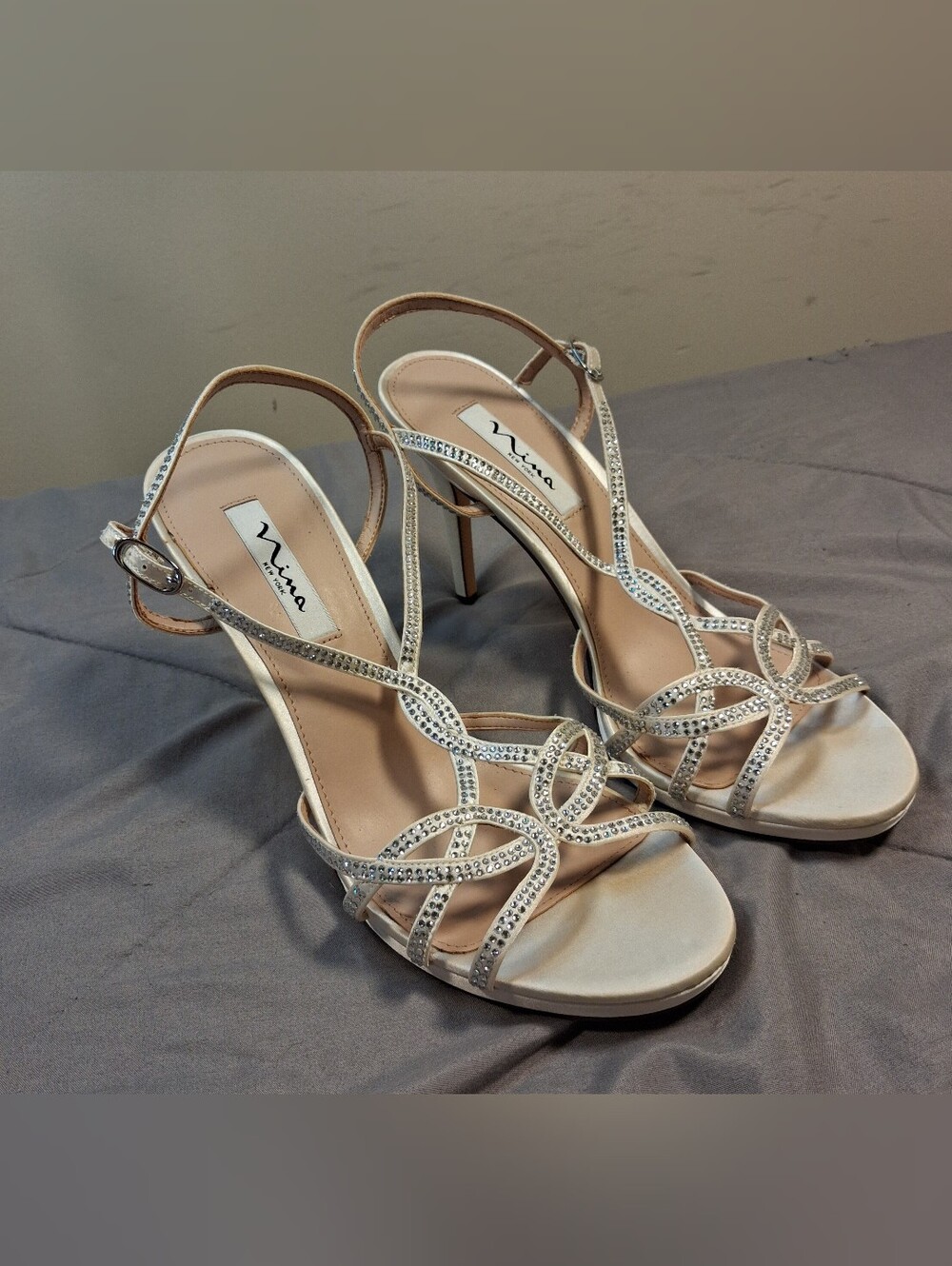 Nina Women's Strappy High Heel Sandals Rhinestones